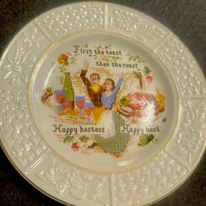 VINTAGE POOLE POTTERY PLATE "FIRST THE TOAST THEN THE ROAST ...